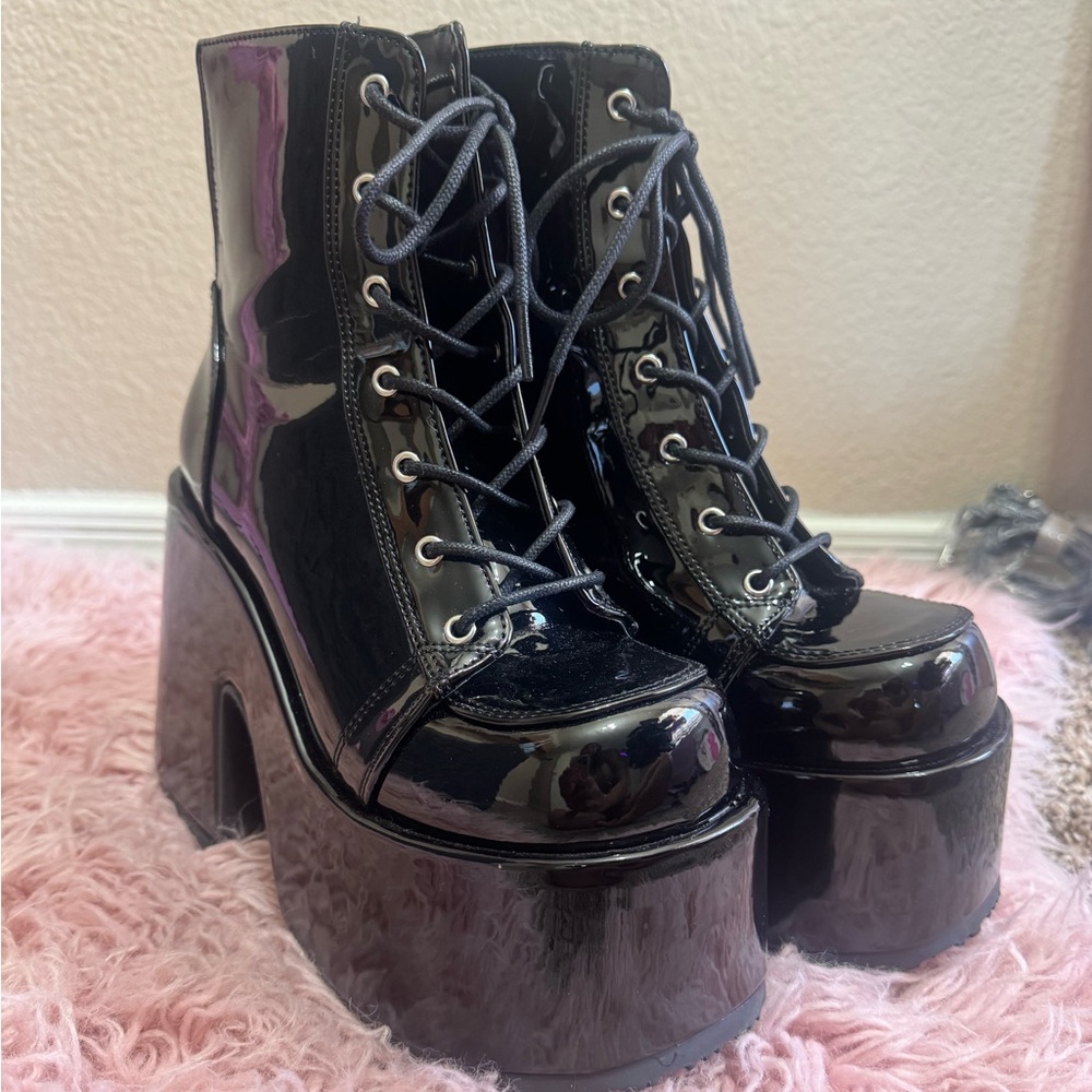 Demonia Glossy Black Platform Boots